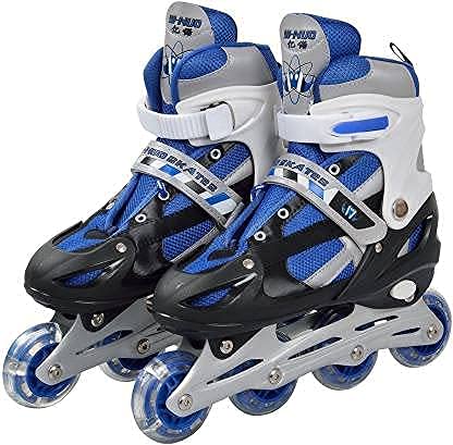 Skating Shoes Inline Skates | Light Up Wheels - Interactive LED Flashing Roller Skates Adjustable Skating Shoes Comfertable Skate for Outdoor Fun (Blue)