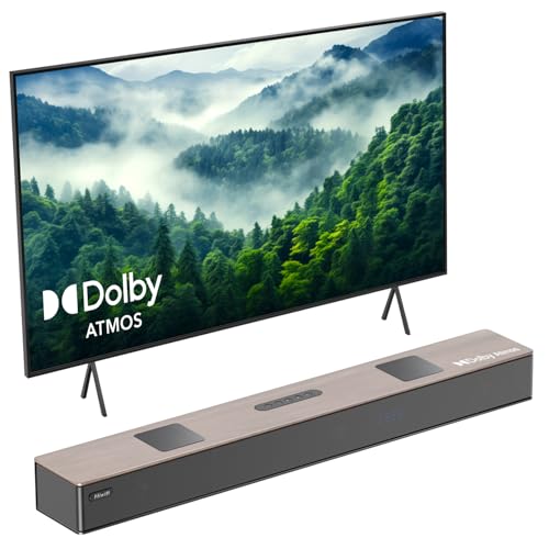Hiwill Soundbar 5.2.2ch in legno Dolby Atmos, Sound Bar All-in-one per Smart TV con doppio subwoofer integrato, sistema audio surround da 400W per altoparlanti TV, WoNoble A502