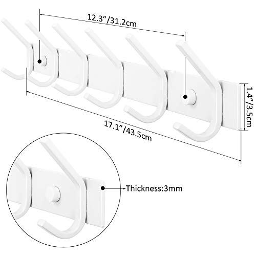 WEBI Coat Rack Wall Mounted,Coat Hooks Wall Mounted White,Coat Hanger Wall Hook Rack,6 Hooks for Hanging Coats,Hats,Jacket,Clothes - Thumbnail 2