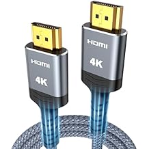 Highwings 4K HDMI Cable 3.3FT/1m 4K@60Hz HDR Braided HDMI 2.0 Cord, 18Gbps High Speed with Ethernet/ARC, 3D, HDCP 2.2, ARC, Compatible for PS-5/4/3/4K HDTV/Monitor/Projector/Streaming Media