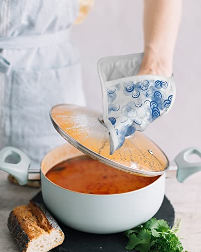 2Pcs Pocket Pot Holders Set For Kitchen, Blue And White Hot Pad Non Slip Potholder Terry Cloth Coaster Microwave Oven Mitts Pot Holder Trivet For Baking Cooking Abstract Modern Painting Texture #TOP3