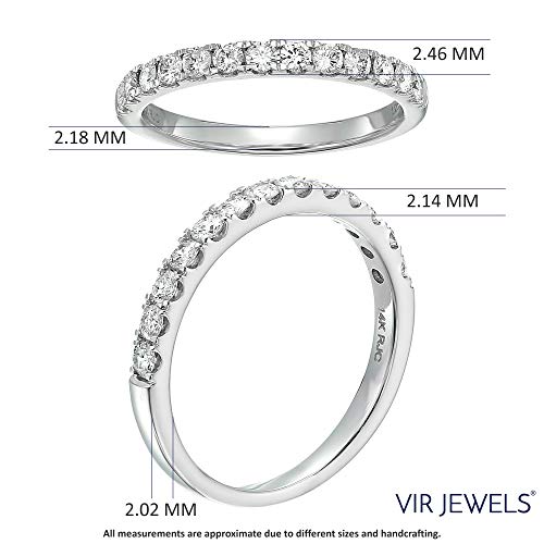 1/2 carat (ctw) Diamond Wedding Anniversary Band for Women, Half Eternity Round Diamond Engagement Ring 14K White Gold Prong Pave Set 0.50 cttw, Size 4-10.54