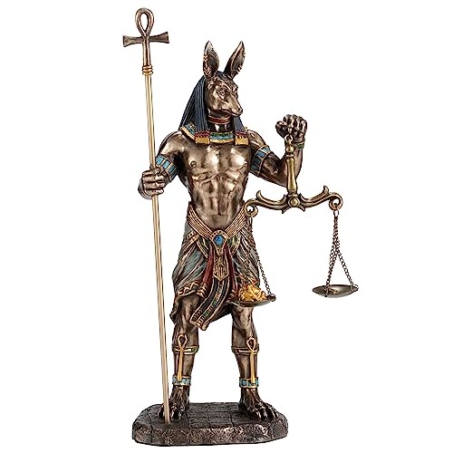 Veronese Design 10 5/8 Inch Anubis Holding Ankh Staff and