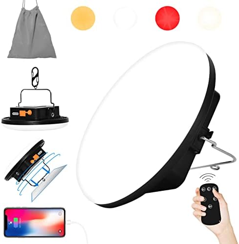 IODOO 16500mAh 60W Rechargeable Camping Light with Remote 3000LM 2700/4000/6500K LED Camping Lantern Portable Waterproof Tent Light Power Failure Emergency Survival Kits for Fathers Day Gift