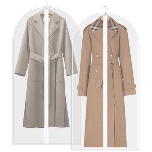 2 Pcs Housses de Vêtements Longue, 60 x 140 cm Housse Robe de Mariée, Housse Vetements, Housses de Protection Rangement Etanche pour Chemise Costumes Vêtements...