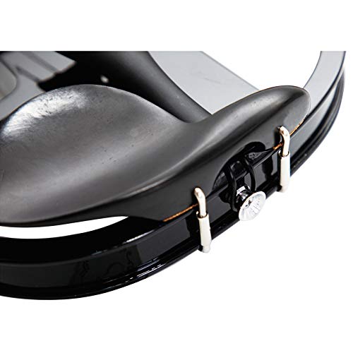 Image of Kinglos. Visual-Art Advanced Electric Violin 4 /4 Full Size Ebony Fittings | Incl. Case Bow Shoulder Rest Aux Cable Spare Bridge Strings - Solid Wood Black Coloured Silent Fiddle Kit for Adults Beginner