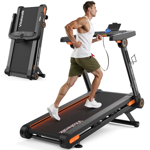 Image of Vitalwalk Foldable Treadmill with Auto Incline, Commercial 49 inchx18 inch Wide Running Belt, 10MPH, 3.5HP Brushless, Walking Pad Treadmill for Home, Auto Folding, No Installation, 350LBS, APP