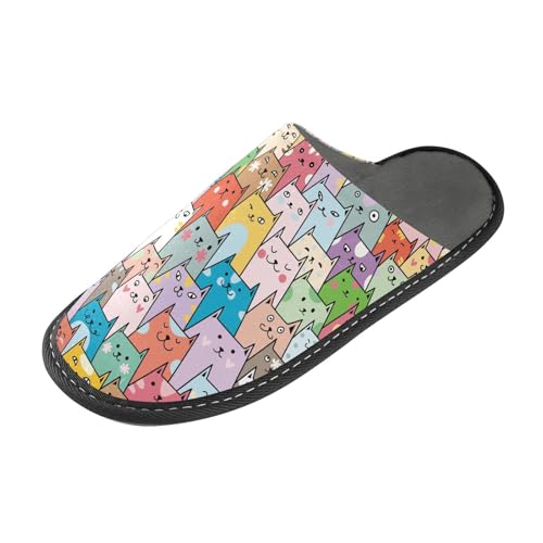 Pantuflas coloridas de gato para mujer, pantuflas de casa de espuma viscoelástica para casa, zapatos de dormitorio, multicolor, 36/37 EU
