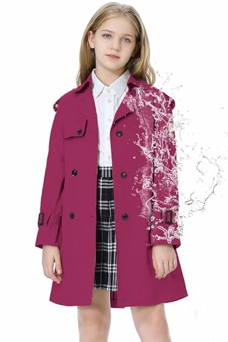 Image of Betusline Womens & Girls Waterproof Trench Coat Double Breasted Lapel Overcoat Outerwear, 3 Years - Women 2XL