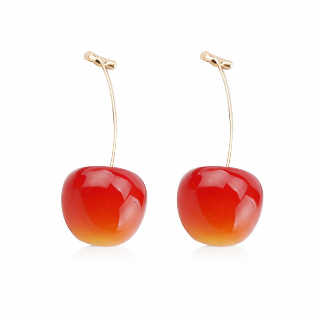 Meenaz Cherry Drop Long Korean Earrings set for Women Girls Ladies | Western Crystal Earing Beads Pearl Dangle | Stylish Ear Rings Jewellery for woman | Valentine Gift for Girlfriend couple -360