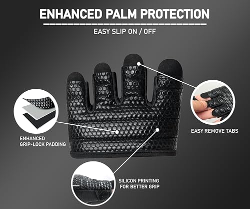FITNESS FORCE Workout Gloves for Men & Women Partial Weight Lifting Non-Slip Gym Gloves, Lifting Grip for Calluses Guard Fingerless Exercise Gloves with Full Palm Protection - Image 6