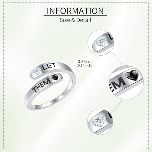 Let Them Ring S925 Sterling Silver Self Worth Motivation Ring Open Adjustable Let Them Jewelry Inspirational Gift for Women Men Friends4