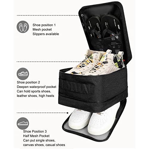 Sac à chaussures de voyage Deep Black en textile premium imperméable et durable - 4
