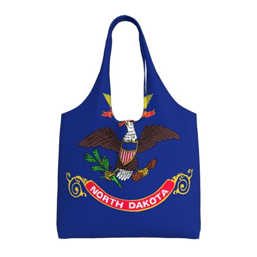 Sac fourre-tout en toile imprimé Dakota du Nord noir 36x32 cm pour femme