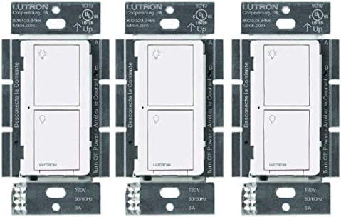 Lutron Caseta Smart Home Switch, Works with Alexa, Apple HomeKit, Google Assistant | 6-Amp, for Ceiling Fans, Exhaust Fans, LED Light , Incandescent and Halogen Bulbs | PD-6ANS-WH | White -3-Pack
