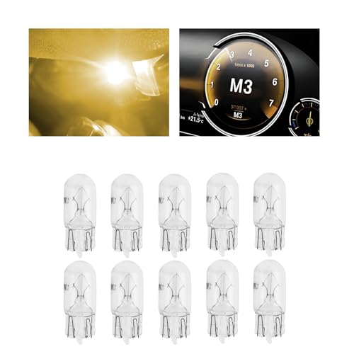 YGDMD 10PCS Halogen T10 192 W5W 168 Bulb 5W/12V T10 Halogen Light Bulbs for License Plate Light/Reading Lamps/Car Door Lights/Wide Lamps Soft Lights Car Accessories W5W Bulb (White)