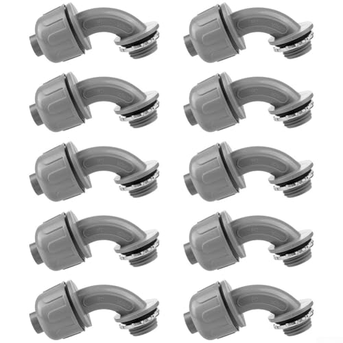 FACAIIO Accesorios de ángulo de conducto flexible de PVC, paquete de 10, conectores no metálicos NPT de 3 o 8 pulgadas, 1 o 2 pulgadas, 3 o 4 pulgadas NPT y caja eléctrica