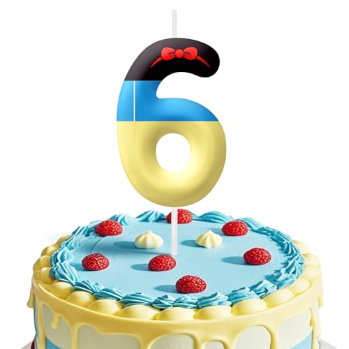Image of White Cartoon Birthday Candles, Number 6 Candle White Themed Birthday Party Supplies, 2.4 inch Birthday Candles for Cake Topper Party Decorations, Birthday Decorations for Boys Girls (Number 6)