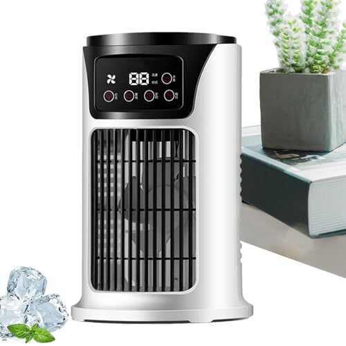 Wezalget Ventilador de aire acondicionado, aire acondicionado personal, ventilador de escritorio pequeño, ventilador de interior silencioso para el hogar, viajes al aire libre