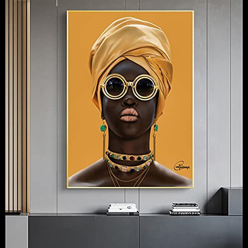 Affiche femme africaine jaune KEBIA pour illuminer un mur blanc