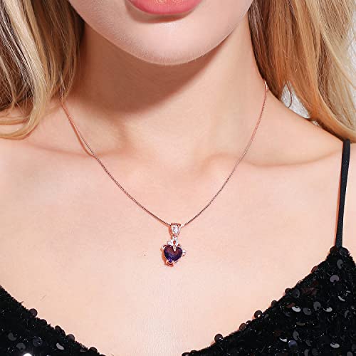AILUOR Elegant Heart Shaped Amethyst Pendant Necklace, Luxury Fashion18K Rose Gold Love Heart Natural Purple Crystal Jewelry - Great Birthday Anniversary Mothers Day Wedding Gift4