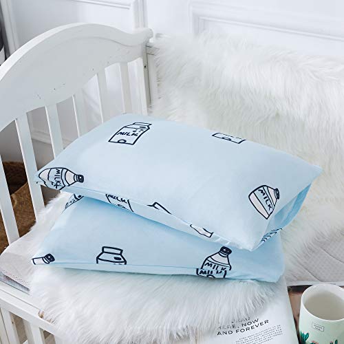 Image of Household Cotton Jersey Knit Pillowcases, Soft and Breathable Travel Pillow Cases with Envelope Closure, 13 inch x 18 inch 2 Pack (Airy Blue)