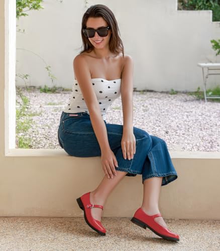 Ankis Mary Jane Shoes Women Pumps Comfortable Dress Shoes for Women Square Toe Wedding Shoes Low Short Block Chunky Thick Heels