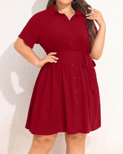 Image of Talisea Plus Size Summer Shirt Dress with Pockets for Women