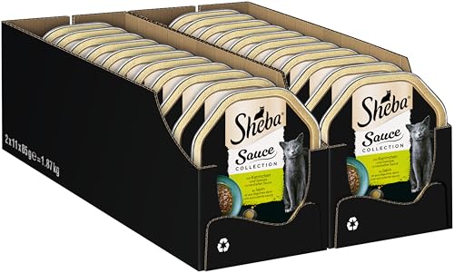 SHEBA Schale Nassfutter für Katzen Sauce Collection mit Kaninchen und Gemüse 2 x 11 x 85g