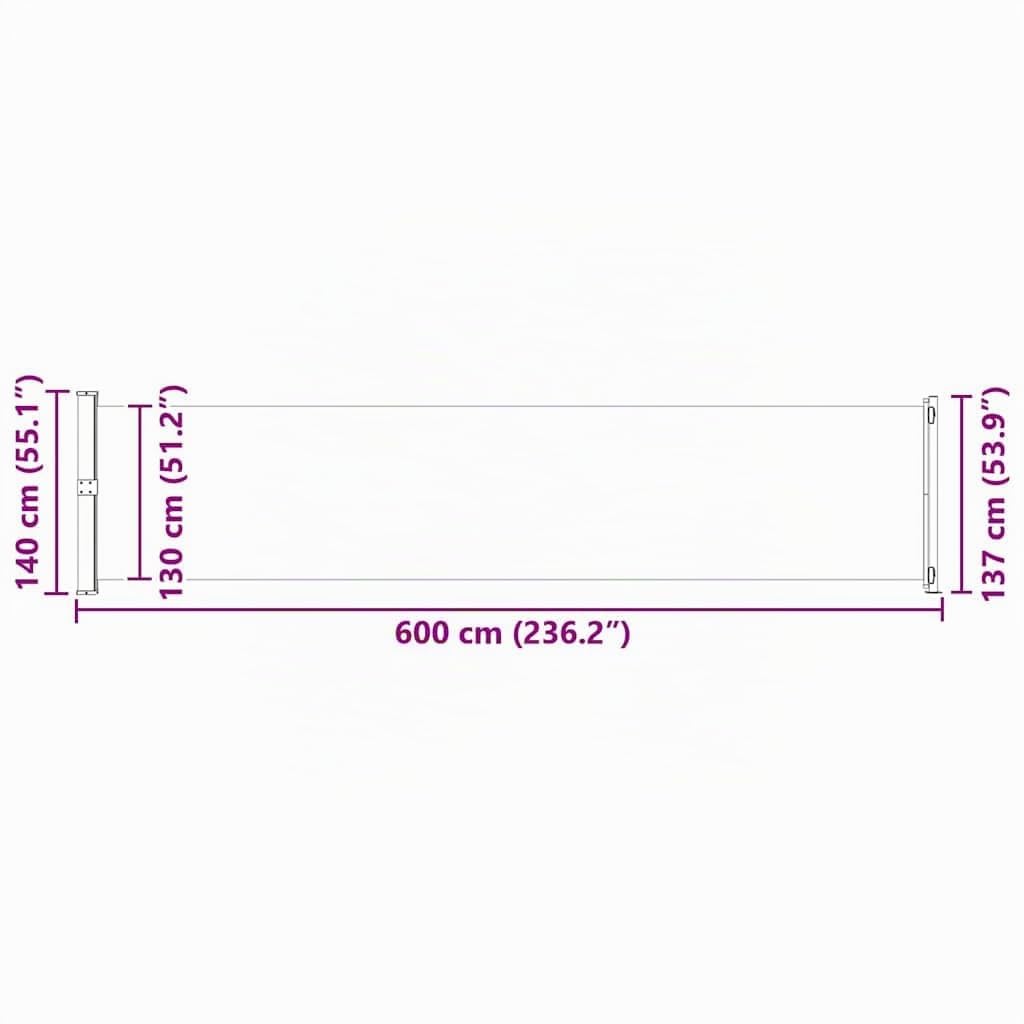 vidaXL Seitenmarkise Ausziehbar UV- und Wasserbeständig Sonnenschutz Sichtschutz Windschutz Seitenrollo Markise Balkon Garten Terrasse 140x600cm Schwarz
