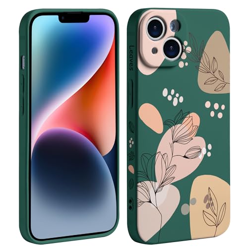 Boho Flower Phone Case for iPhone 13 Case Creative Line Flower Design Prints Compatible with iPhone 13 Case-Green