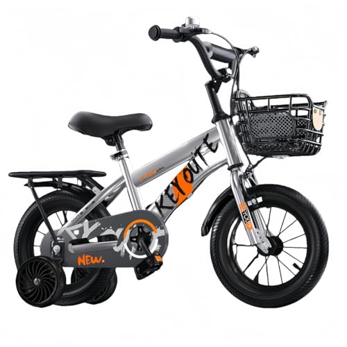 miluFox【子供の日・入学祝いのパーフェクトギフト】3歳〜12歳まで乗れる子供用自転車|12-20インチでサイズ選択自由・補助輪付きで初心者も安心・組み立て簡単 (【シルバーリアシートモデル】静音補助輪+スポークホイール,18インチです)