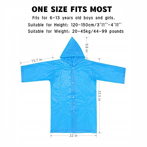 Kids Rain Poncho (2 Pack), Reusable EVA Children Raincoat for 6-13 Girls Boys, Waterproof Long Rain Jackets with Hood (2 Green)