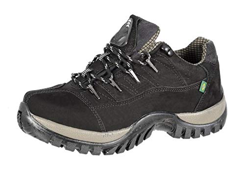 Tenis masculino adventure casual em couro. (41, Preto)