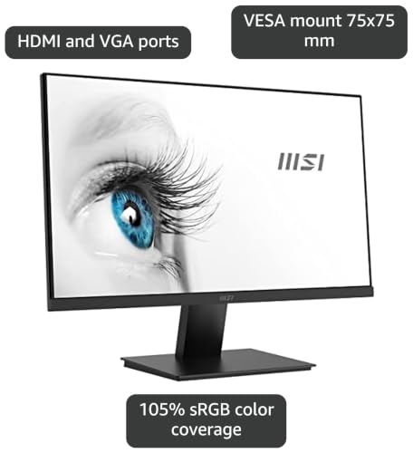 Image of msi PRO MP241X 24 inch Monitor Bundle with ErgoFlexy Dual Monitor Mount - FHD VA (1920x1080) 75 Hz Display, 1 HDMI, 1 VGA, VESA Mount (75x75 mm), for Business & Productivity, Black (2026 Model) (2 Pack)