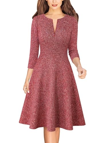 Image of VFSHOW Womens Work Business Office Front Zipper Slim Church A-Line Dress