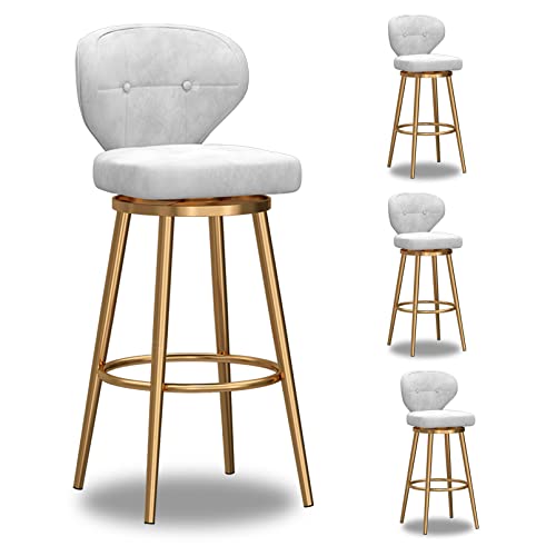 Juego de 4 taburetes giratorios de terciopelo modernos con respaldo para isla de cocina, sillas de comedor, 65 cm de altura del asiento