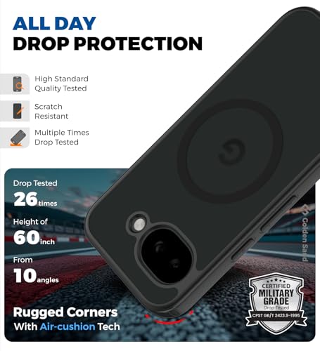 Image of Golden Sand Rugged Frosted MagSnap Back Case for Google Pixel 10A, Black