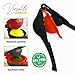 The HomeFlow Co.’s 2-in-1 Lemon & Lime Squeezer, Heavy-Duty Manual Citrus Juicer, High-Extraction Hand Press with Seed Filter, Durable Metal, Dishwasher-Safe, Easy To Use & Clean (Black & Red)