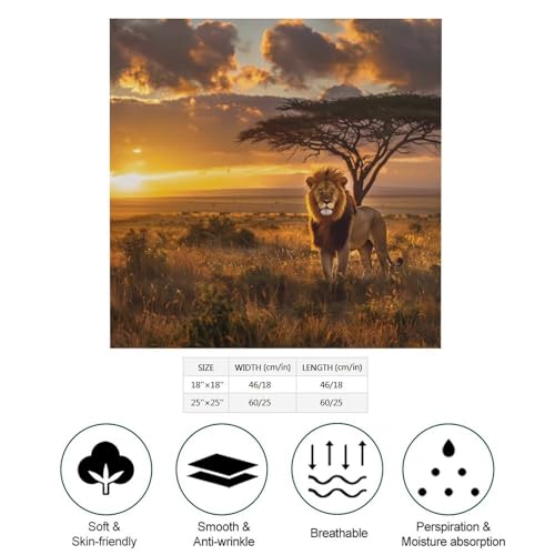 Wild Animal African King Lion Wildlife Silk Like Head Scarf for Women Men Vintage Square Bandanas Soft Handkerchiefs2
