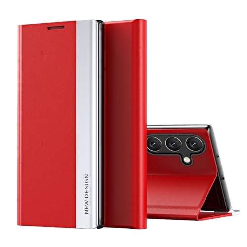 Étui Samsung Galaxy S10 4G en cuir rouge avec rabat arrière rigide magnétique