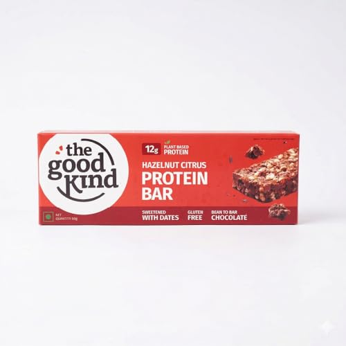Image of The Good Kind Hazelnut Citrus Protein Bar (Pack of 5), 60gm(each), Plant Based Protein with Brown Rice Protein, Almond Butter, Seeds, Oats, Perfect for Snacking, Gluten Free, Palm Oil free & Vegan