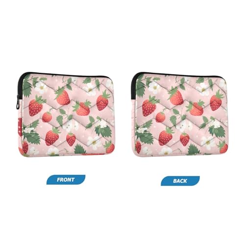 Funda para portátil de 13-14 pulgadas rosa con diseño flor de fresa miniatura 2