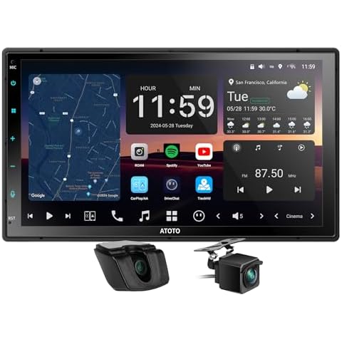 X10 Double DIN Car Stereo | 7-Inch QLED Touchscreen |CarPlay & Android Auto| 4G LTE & WiFi | GPS | 8GB + 128GB TF Card Cover