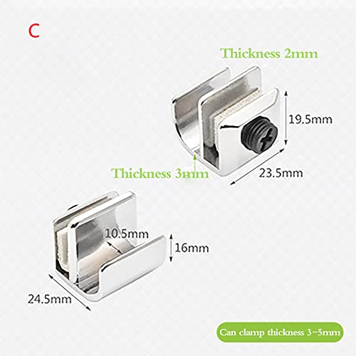 Heuskay 4 Pcs Glass Door Handle,Glass Clip Handle,Zinc Alloy No Drilling Door Clips Clamps Pulls Handles Knobs for 3-5mm Showcase Cabinets Drawer - Image 4