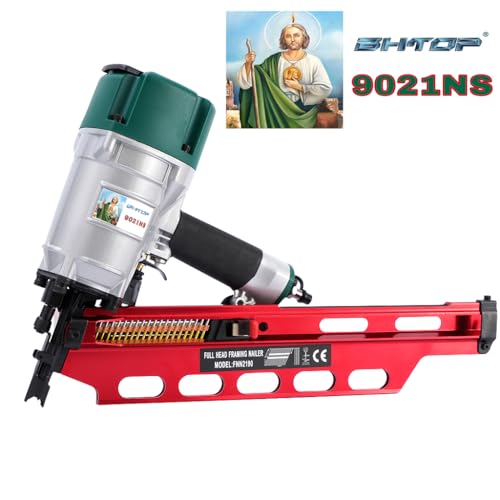 Image of Mexican Style 9021NS Framing Nailer 21 Degree 3-1 /2 inch with Depth Adjustment Professional Air Nail Gun, San Judas Tadeo