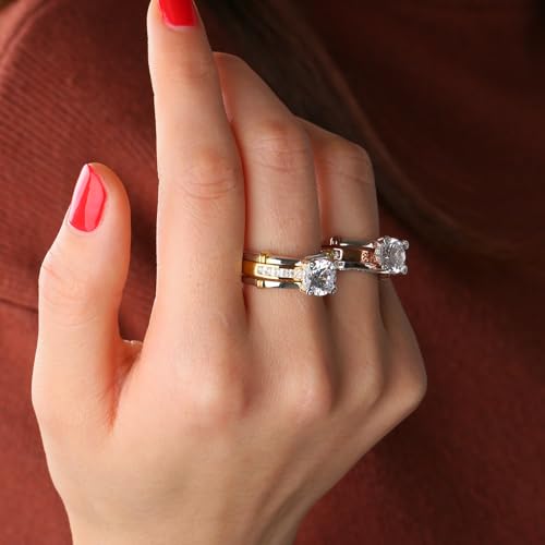 Image of Jeulia Diamond Band Rings for Women cz Sterling Silver Interchangeable Ring Sets Wedding Engagement Anniversary Promise Ring Bridal Sets