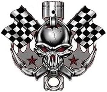 Yujean Chopper Board Helmet Sticker Decal Hard Hat Sticker Decal Racing Skull High Quality Vinyl - Made in USA 3.5 in. x 3.5 in.