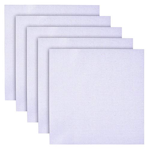 5 Pieces Cross Stitching Cloth 14 Count Aida Cloth Fabric Cross Stitch Cloth for DIY Embroidery Needlework Sewing Handcraft, White, 12 by 12-Inch