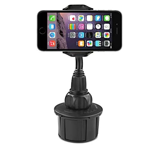 Macally Adjustable Automobile Cup Holder Phone Mount for iPhone Xs XS Max XR X 8 8+ 7 7 Plus 6s Plus 6s SE Samsung Galaxy S10 S10E S9 S9+ S8 S7 Edge S6 Note 5, Xperia, iPod, Smartphone, GPS (MCUPMP)
